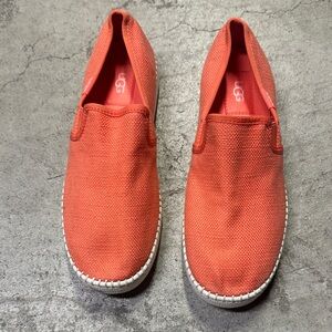 UGG Vibrant Coral Canvas Slip-Ons
